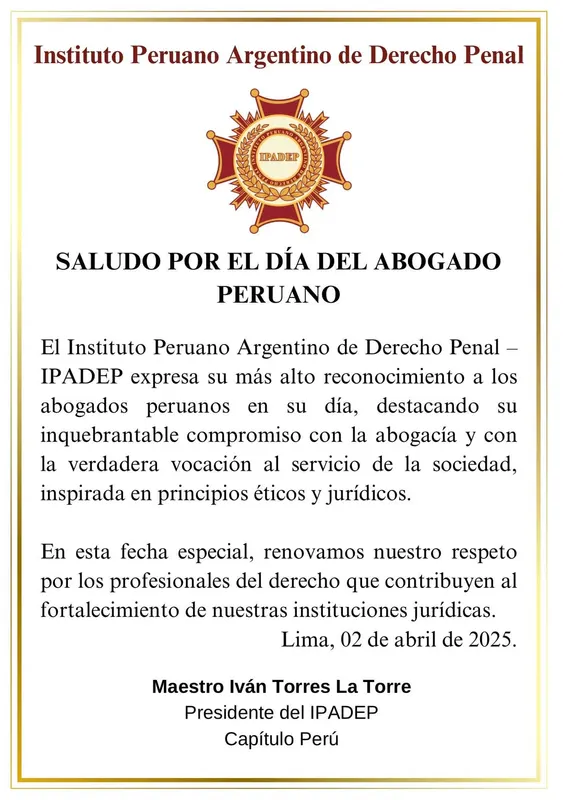 Documento original: Saludo por el Día del Abogado Peruano