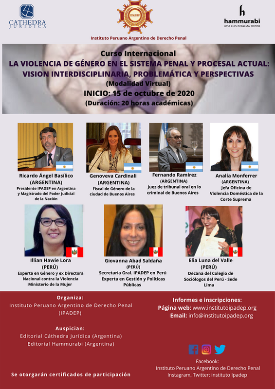 Afiche del Segundo Curso Internacional: La violencia de género en el sistema penal y procesal actual