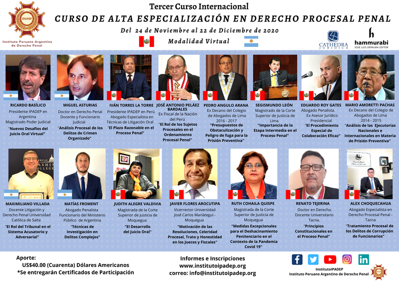 Afiche del Tercer Curso Internacional: Alta Especialización en Derecho Procesal Penal